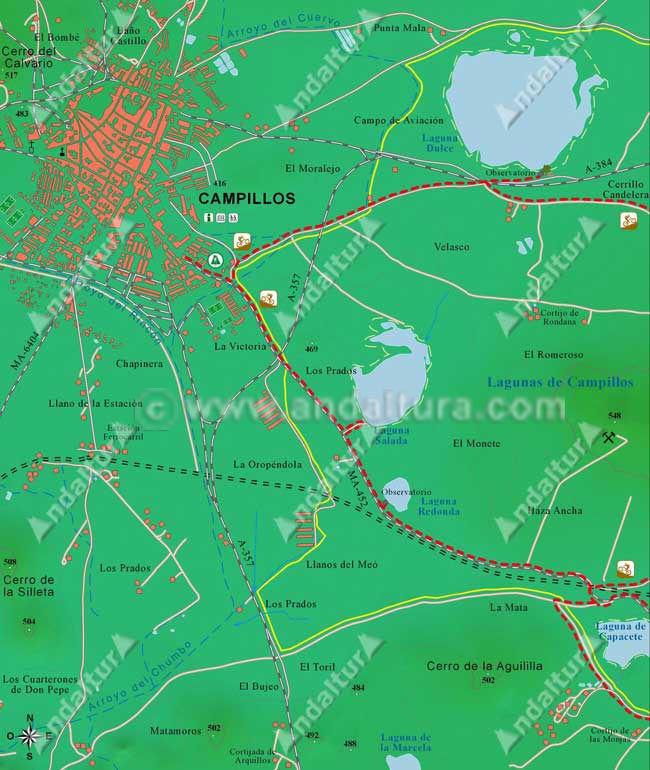 Mapa primero de la Ruta en BTT por la Reserva Natural Lagunas de Campillos