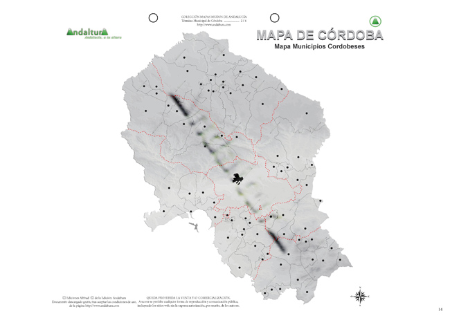 Mapa mudo de Córdoba - Mapa didáctico de Córdoba - Mapa mudo localidades, municipios y pueblos Córdoba - Mapa político localidades, municipios y pueblos Córdoba