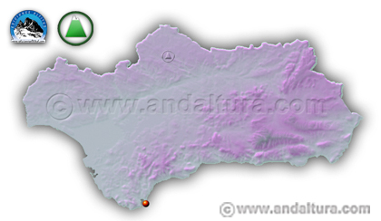 Mapa de Andalucía con la situación de Gibraltar