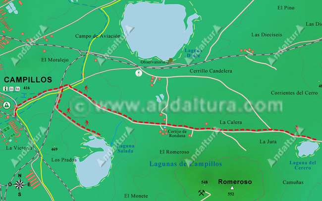 Mapa Ruta de Senderismo a Laguna Salada y a la Laguna del Cerero