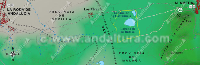 Mapa de situación de la Laguna de la Ratosa y de la Laguna de la Castañuela