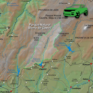 Accesos - como llegar - a Castril: Recorte Mapa Cartográfico