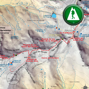 Ruta Tozal del Cartujo - Carihuela - Por la Arista - Integral de Sierra Nevada: Recorte Mapa Cartográfico