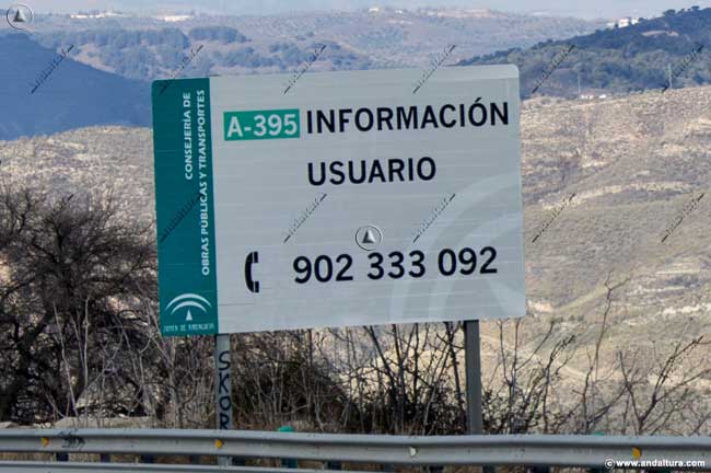 Cartel de información de la Carretera de la Sierra - Accesos a la Estación de Esquí Sierra Nevada - Carretera A-395 - 902333092