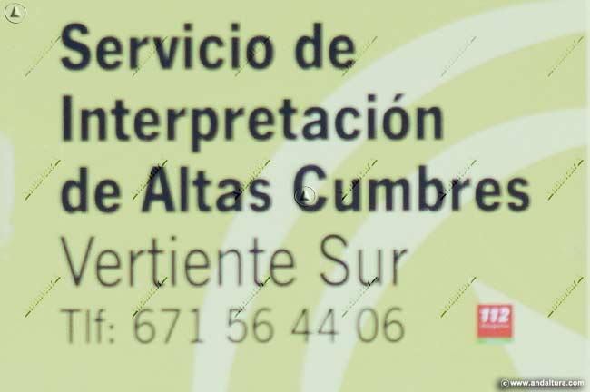 Cartel del Servicio de Interpretación de Altas Cumbres de la Vertiente Sur - Lanzadera SIAC Capileira 671 564 406