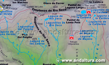 Mapa de las Lagunas de Sierra Nevada: Situación de las Lagunas del Término municipal de Capileira