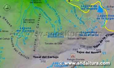 Mapa de las Lagunas de Sierra Nevada: Situación de las Lagunas del Término municipal de Dílar