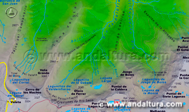 Mapa de las Lagunas de Sierra Nevada: Situación de las Lagunas del Término municipal de Güéjar-Sierra