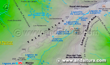 Mapa de las Lagunas de Sierra Nevada: Situación de las Lagunas en el Valle de Lanjarón