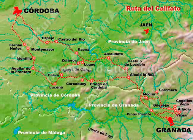 Legado Andalusí: Mapa de la Ruta del Califato - De Córdoba a Granada -