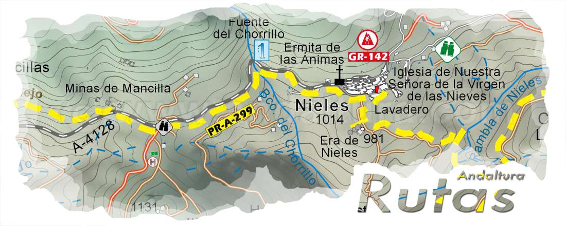 Cabecera de la Ruta de Senderismo por la Alpujarra de la Ruta Medieval de la Alpujarra del Pequeño Recorrido PR a 299 de Cástaras a Juviles