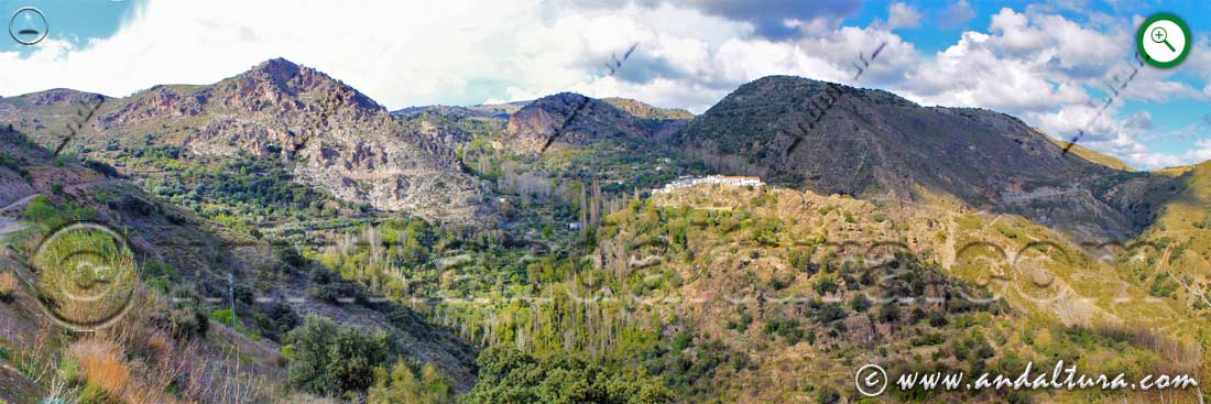 Teclea en la imagen para ampliar la vista de la Loma del Castaño, el Cerro de las Catifas y Cerro Mancilla por donde transita la Ruta Medieval de la Alpujarra PR A 299