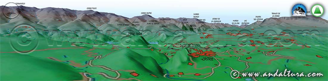 Plano para ampliar con el Mapa de una Imagen Virtual 3D ampliada de Castril y el Parque Natural Sierra de Castril