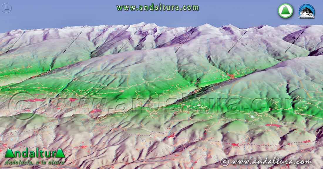 Mapa con Imagen Virtual 3D de la situación de Ruta Medieval en la Alpujarra PR A 299