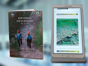Anuncio de la descarga gratuita del PDF de las Guías de Senderismo de la Ruta Medieval por la Alpujarra, interactivo y para imprimir a Alta Calidad