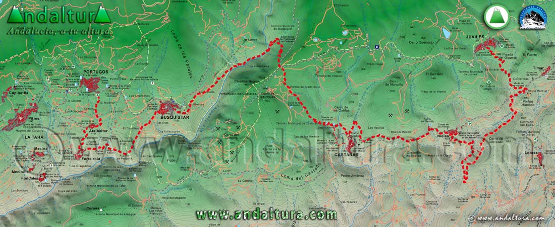 Mapa general del recorrido de la Ruta Medieval Alpujarra