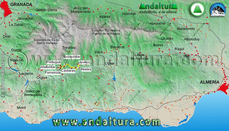 Mapa de situación de la Ruta Medieval Alpujarra