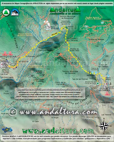 Mapa Senderismo Ruta Medieval Alpujarra: Acceso a Busquístar - Cástaras