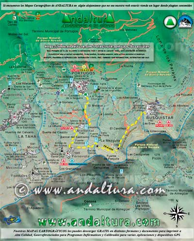 Mapa Senderismo Ruta Medieval Alpujarra: Acceso a Pórtugos - Busquístar