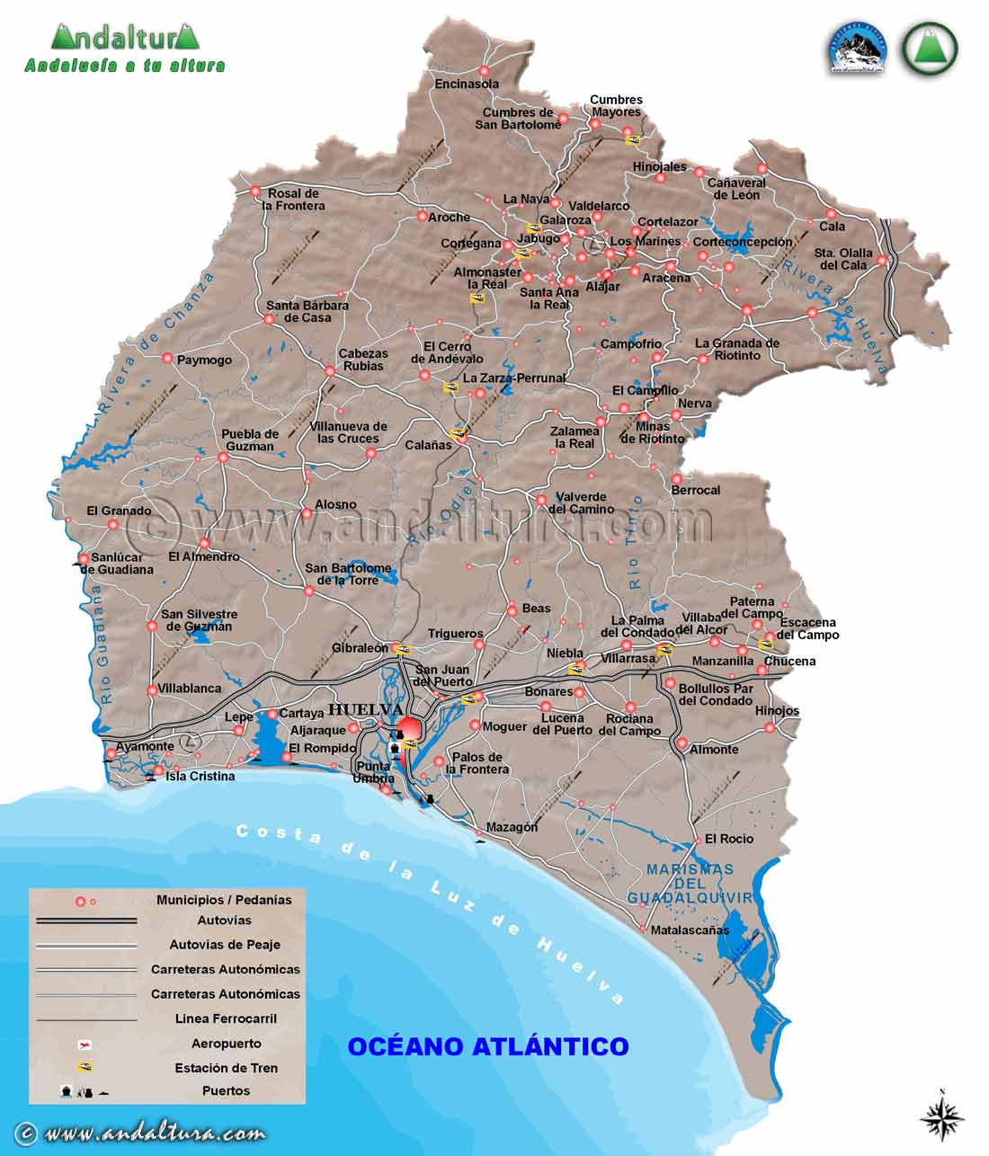 Mapa de la Provincia de Huelva