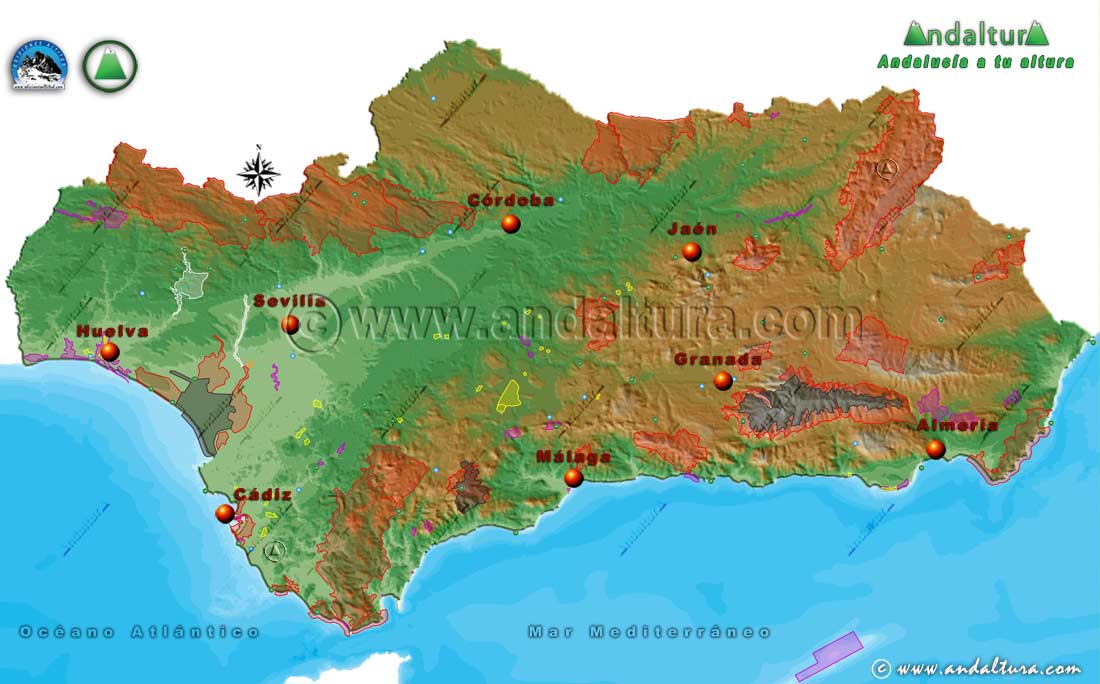 Mapa de los Espacios Naturales de Andalucía