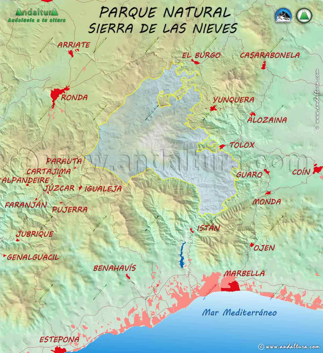 Mapa del Parque Natural Sierra de las Nieves