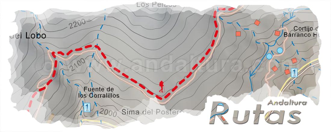 Cabecera del Mapa del Gran Recorrido GR 240 Sendero Sulayr del Tramo por Sierra Nevada Acequia de Mecina Río de Mecina