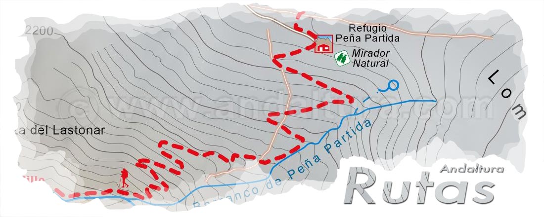 Cabecera del Mapa del Gran Recorrido GR 240 Sendero Sulayr del Tramo por Sierra Nevada Arroyo de Cobatillas Río Vadillo