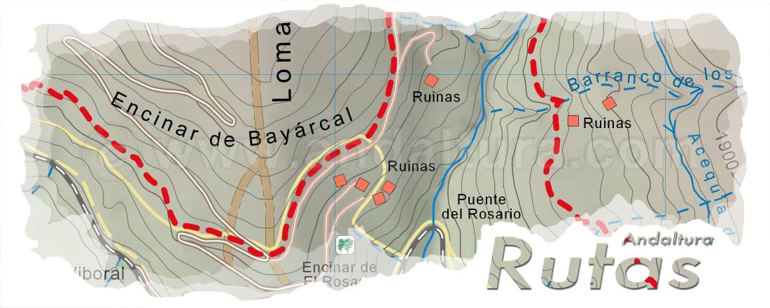Cabecera del Mapa del Gran Recorrido GR 240 Sendero Sulayr del Tramo por Sierra Nevada Arroyo del Palancón Hoya de los Carmonas