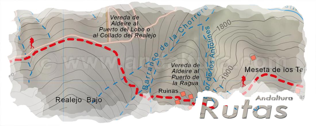 Cabecera del Mapa del Gran Recorrido GR 240 Sendero Sulayr del Tramo por Sierra Nevada Collado de la Cabañuela Prado Largo