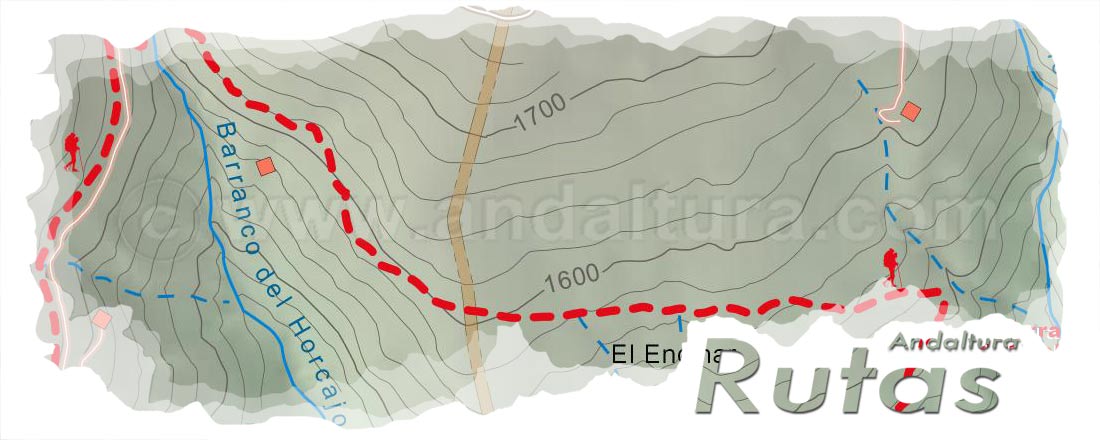 Cabecera del Mapa del Gran Recorrido GR 240 Sendero Sulayr del Tramo por Sierra Nevada Cuatro Caminos Barranco del Palomar