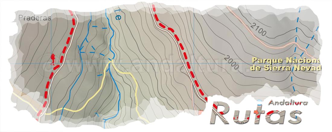 Cabecera del Mapa del Gran Recorrido GR 240 Sendero Sulayr del Tramo por Sierra Nevada Fuente del Espino Mirador de la Llanada
