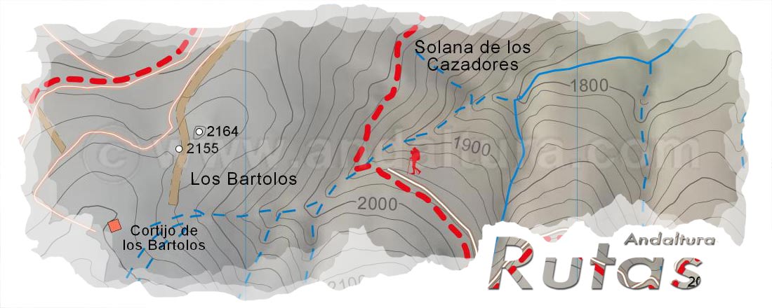 Cabecera del Mapa del Gran Recorrido GR 240 Sendero Sulayr del Tramo por Sierra Nevada Haza Morón Las Chorreras