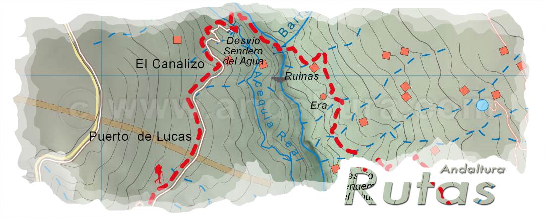 Cabecera del Mapa del Gran Recorrido GR 240 Sendero Sulayr del Tramo por Sierra Nevada Hoya de los Carmonas Cuatro Caminos