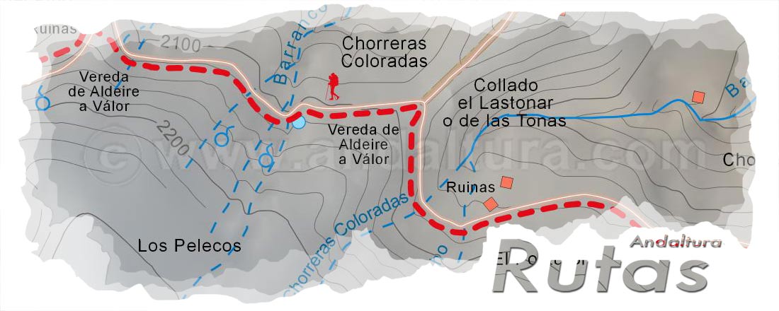 Cabecera del Mapa del Gran Recorrido GR 240 Sendero Sulayr del Tramo por Sierra Nevada Prado Largo La Rnconada