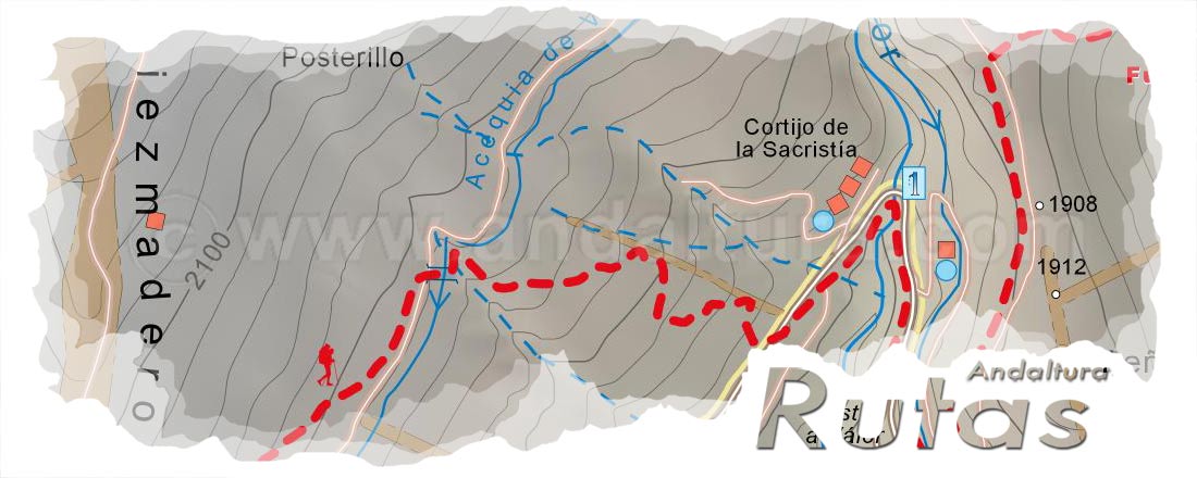Cabecera del Mapa del Gran Recorrido GR 240 Sendero Sulayr del Tramo por Sierra Nevada Río de Mecina Fuente del Espino