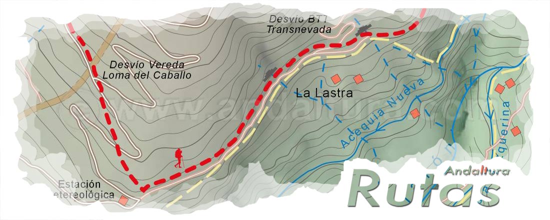 Cabecera del Mapa del Gran Recorrido GR 240 Sendero Sulayr del Tramo por Sierra Nevada Barranco del Pleito - Las Semillas