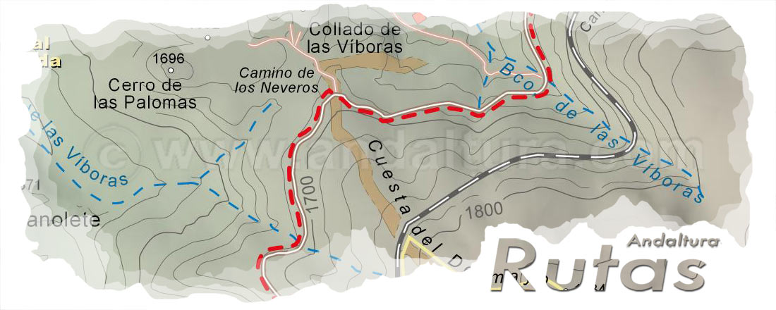 Cabecera del Mapa del Gran Recorrido GR 240 Sendero Sulayr del Tramo por Sierra Nevada Centro de Visitantes El Dornajo - Río Monachil