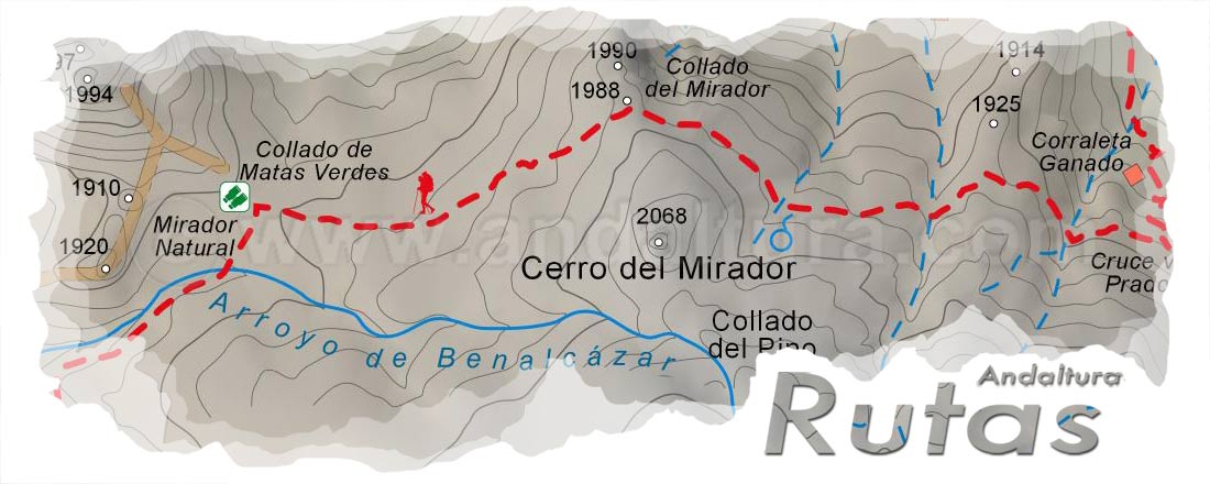 Cabecera del Mapa del Gran Recorrido GR 240 Sendero Sulayr del Tramo por Sierra Nevada del río Monachil al Collado de Martín