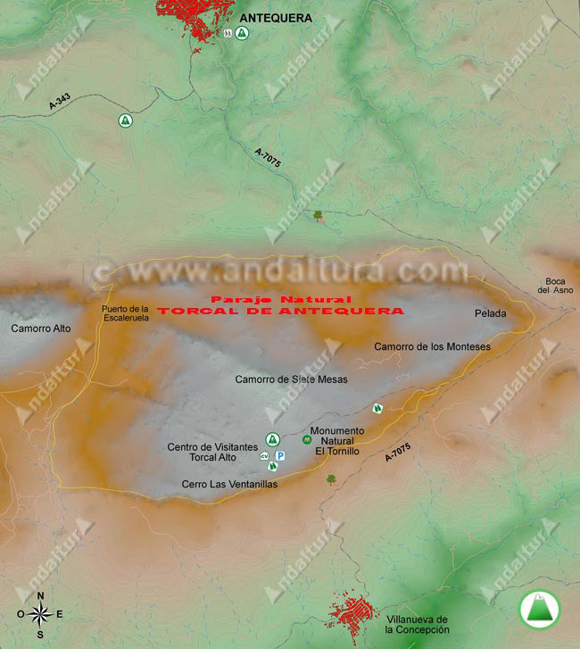 Mapa del Torcal de Antequera: Instalaciones, accesos y como llegar al Torcal Alto