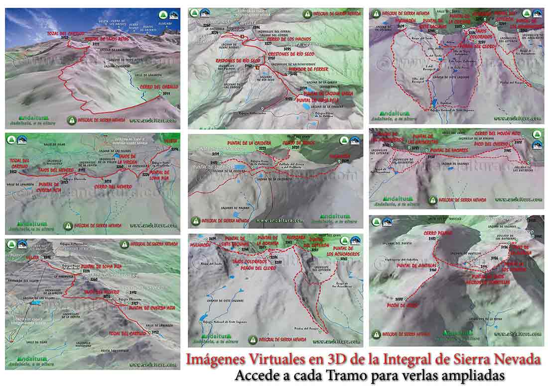 Mapas virtuales de los Tramos de la Integral de Sierra Nevada