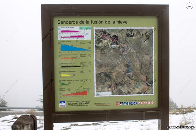 Cartel Senderos de la Fusión de la Nieve: Estación de Esquí y Montaña Sierra Nevada