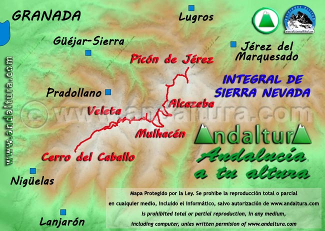 Mapa general del recorrido de la Integral de Sierra Nevada