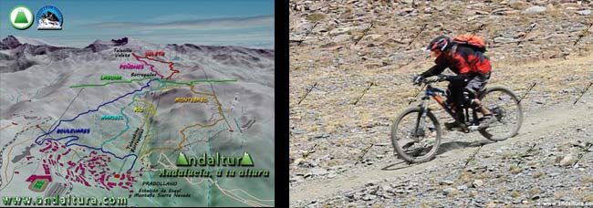 Mapa y usuario de MTB en la Estación de Esquí Sierra Nevada