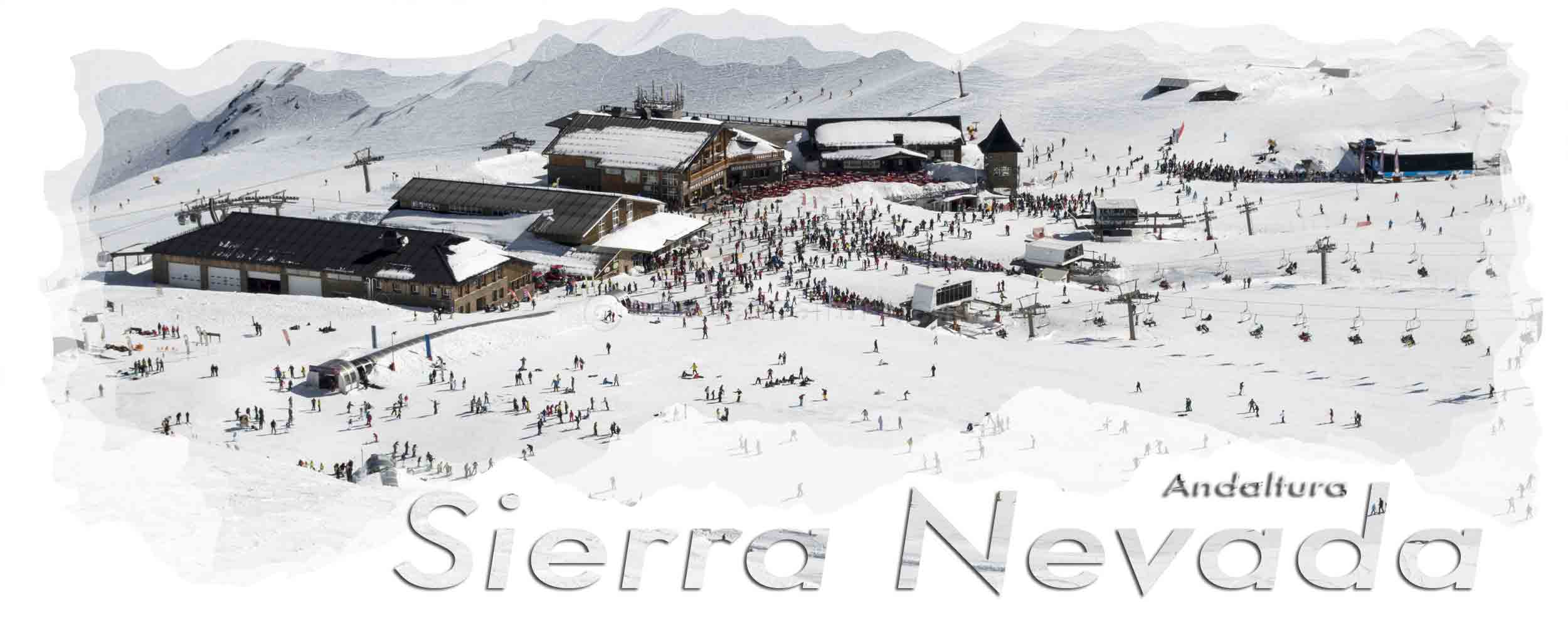 Esquiadores y Visitantes en Borreguiles - Área Borreguiles Estación de Esquí Sierra Nevada