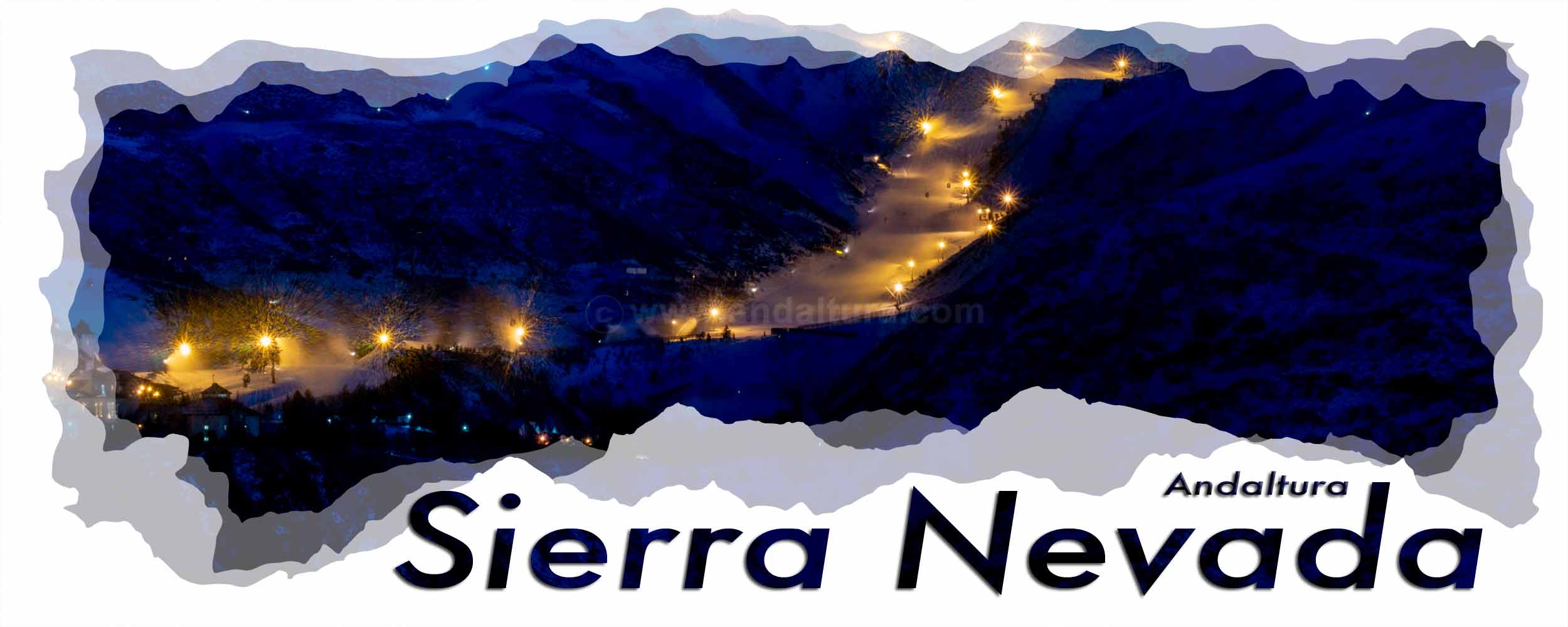 Pistas iluminadas en Sierra Nevada - Cabecera Esquí Nocturno en la Estación de Esquí Sierra Nevada