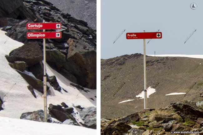 Indicaciones de las pistas dentro del Parque Nacional de Sierra Nevada