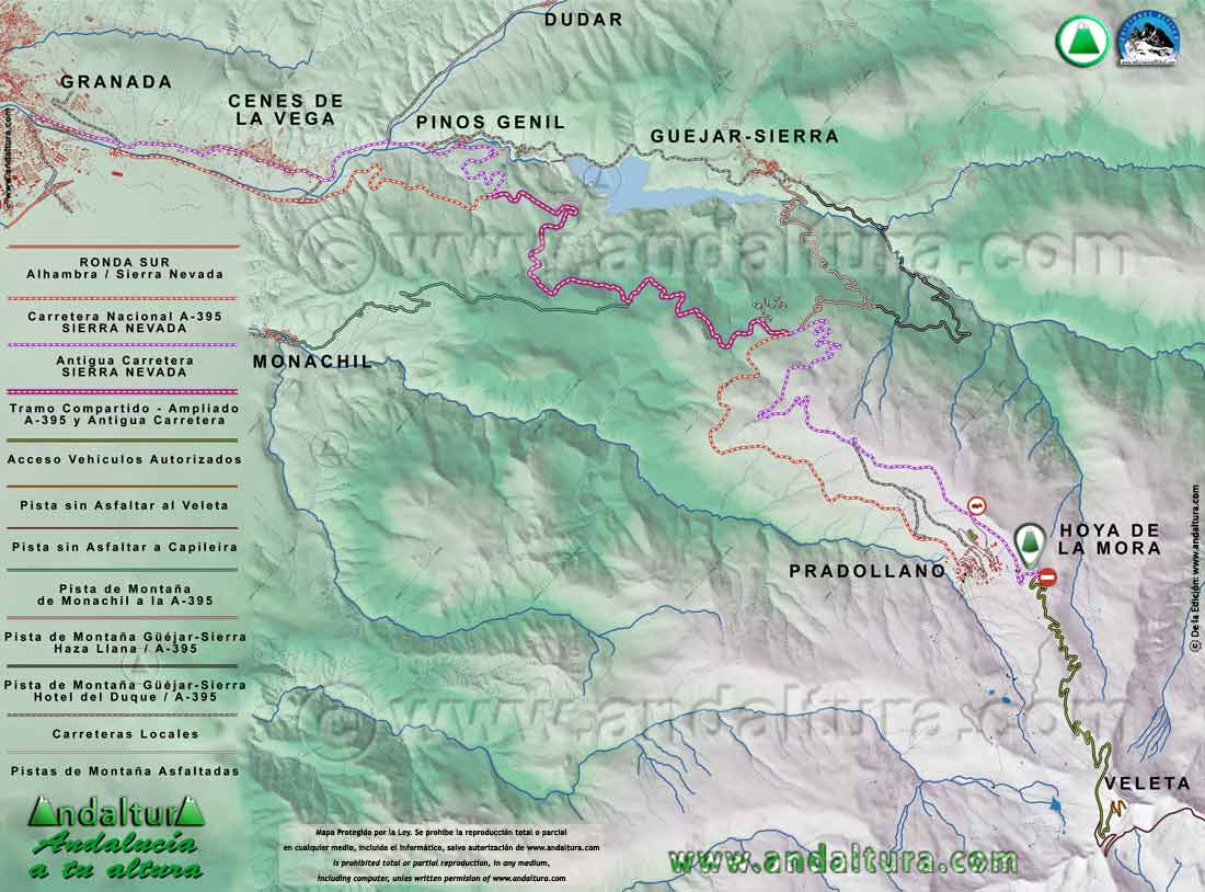 Mapa de Situación de la Hoya de la Mora en la Estación de Esquí Sierra Nevada