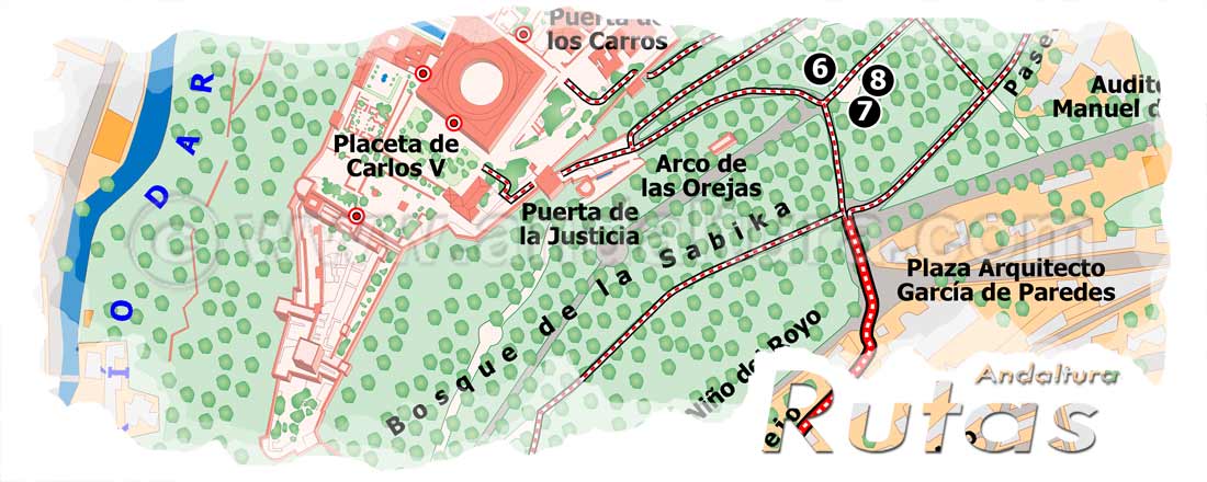 Cabecera de la ruta de la Plaza Mariana Pineda a la Alhambra