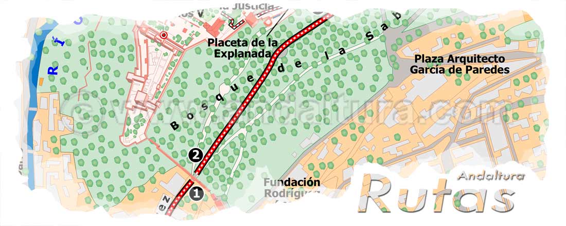 Cabecera de la ruta de la Plaza Nueva a la Alhambra por la carretera del centro
